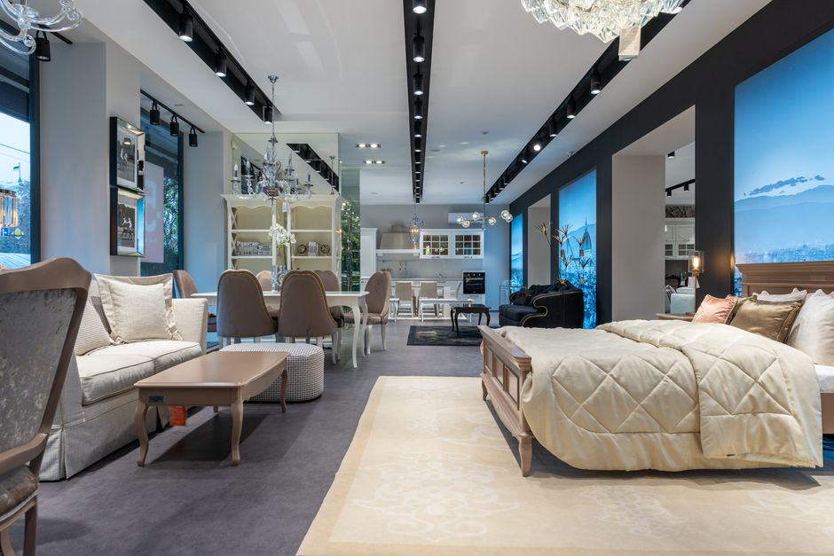A view inside our modern furniture showroom